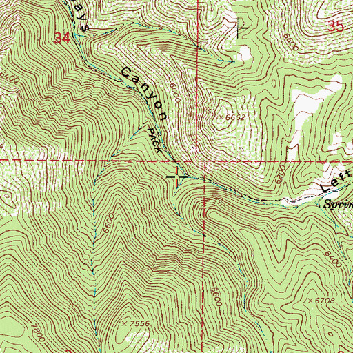 Topographic Map of Right Fork Days Canyon, UT