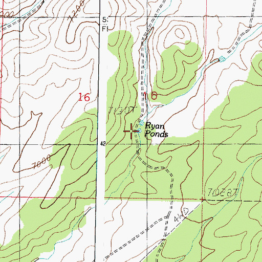 Topographic Map of Ryan Ponds, UT