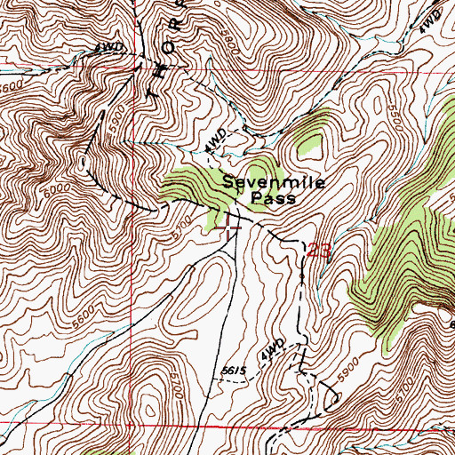 Topographic Map of Sevenmile Pass, UT