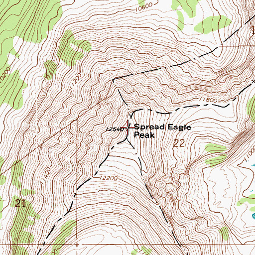 Topographic Map of Spread Eagle Peak, UT