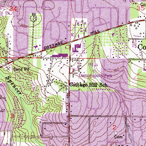 Topographic Map of Demotropolis Park, AL
