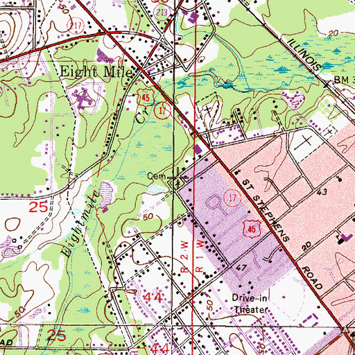 Topographic Map of Elam Cemetery, AL