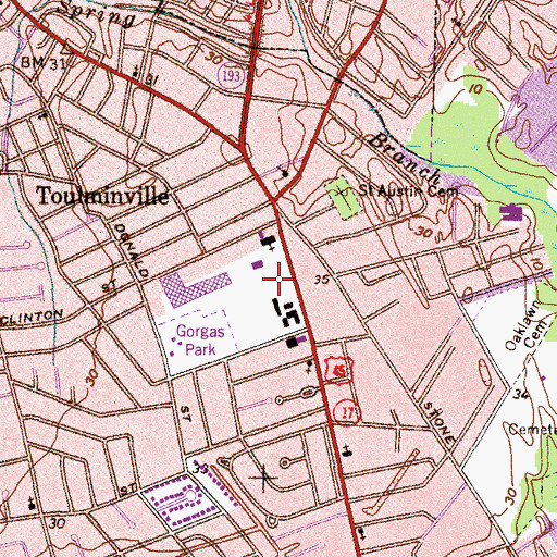 Topographic Map of Gorgas Elementary School, AL