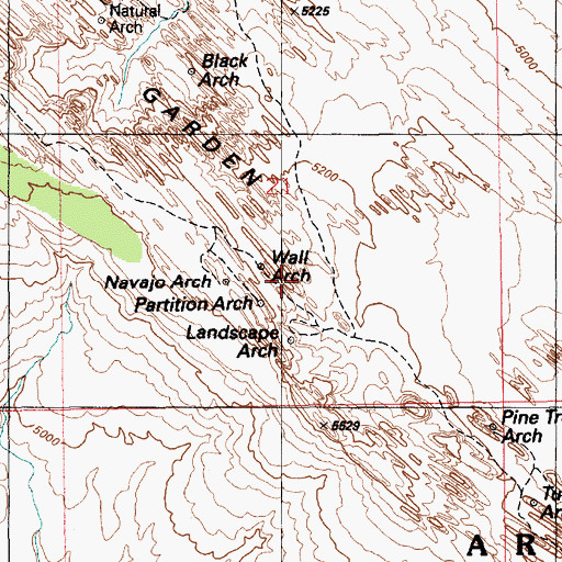 Topographic Map of Wall Arch (historical), UT