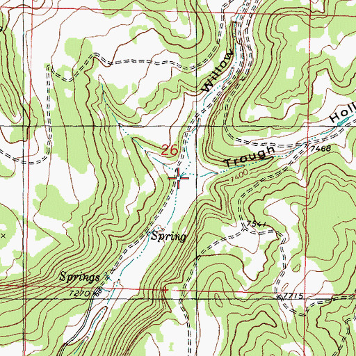 Topographic Map of Willow Canyon, UT