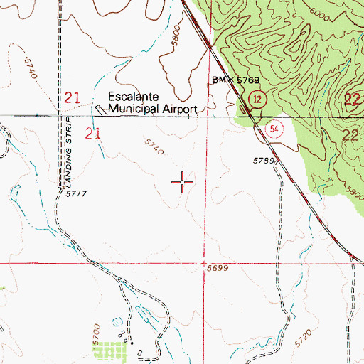 Topographic Map of Escalante Municipal Airport, UT