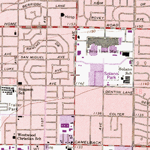 Topographic Map of Christown Plaza, AZ