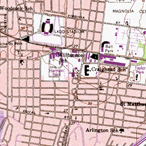 Topographic Map of Michigan Avenue Shopping Center, AL