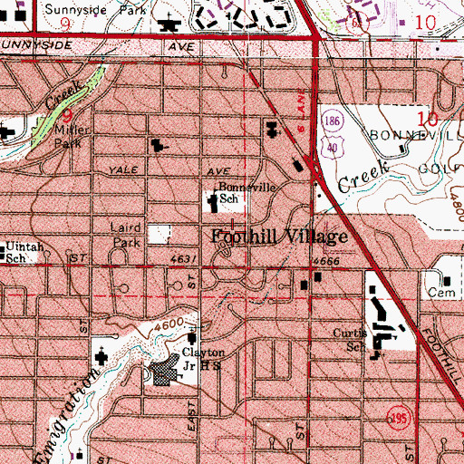 Topographic Map of Foothill, UT