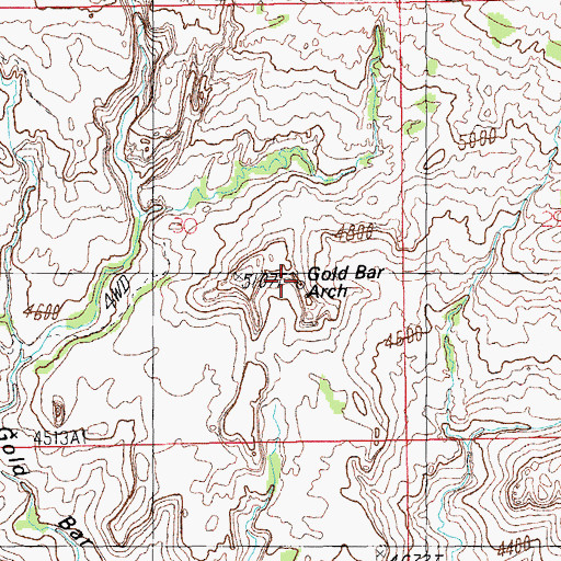 Topographic Map of Gold Bar Arch, UT