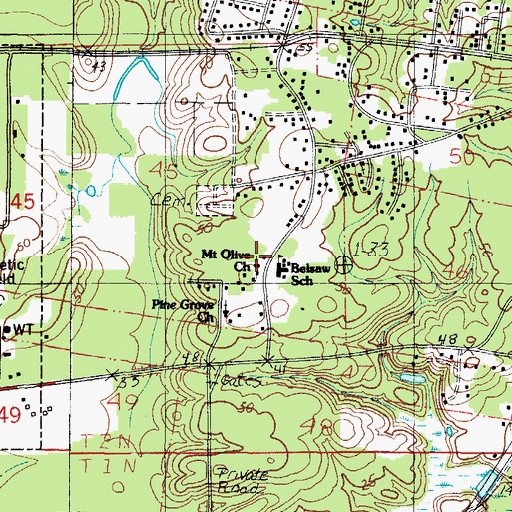 Topographic Map of Mount Olive Primitive Baptist Church, AL