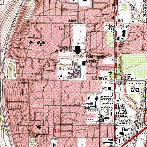 Topographic Map of Roy High School, UT
