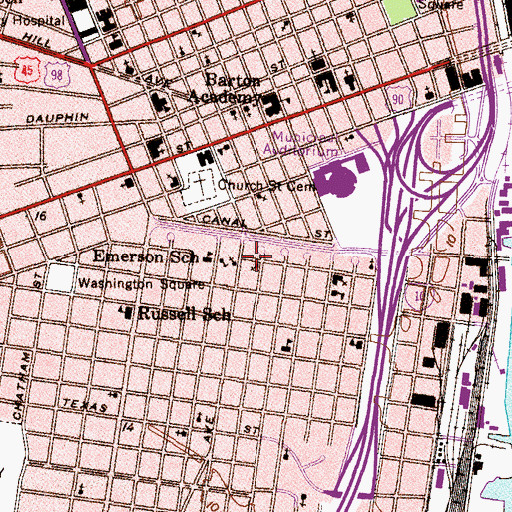 Topographic Map of Palmetto Street Baptist Church, AL
