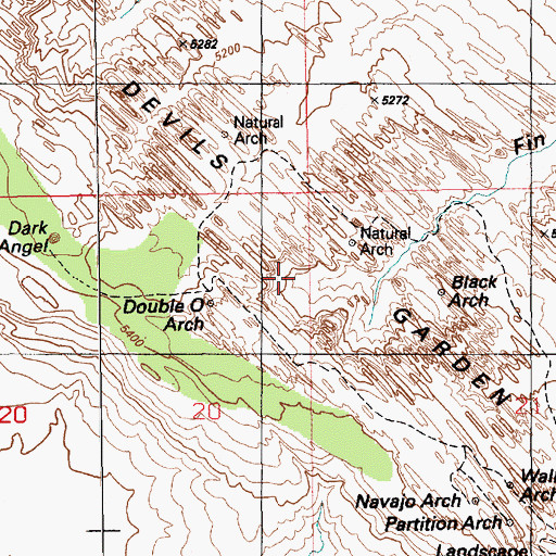 Topographic Map of Turban Head Arch, UT