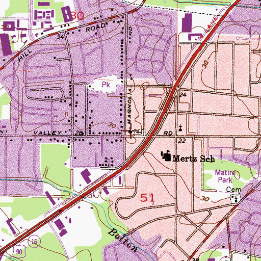 Topographic Map of Pleasant Valley Methodist Church, AL