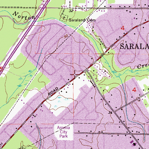 Topographic Map of Saraland Church of Christ, AL
