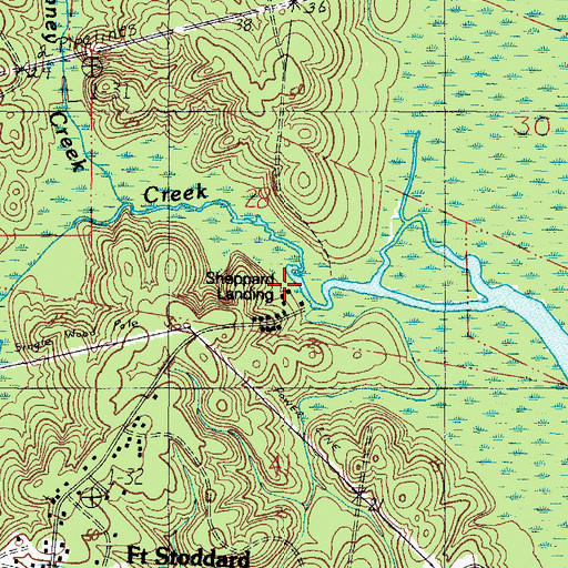 Topographic Map of Sheppard Landing, AL
