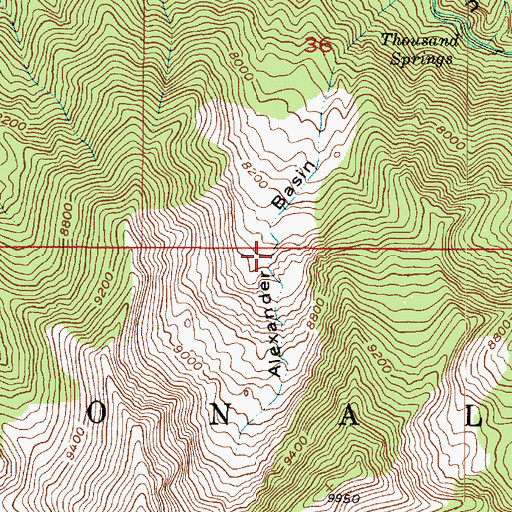 Topographic Map of Alexander Basin, UT