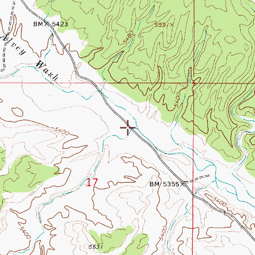 Topographic Map of Alvey Wash, UT