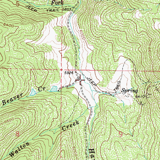 Topographic Map of Beaver Creek, UT
