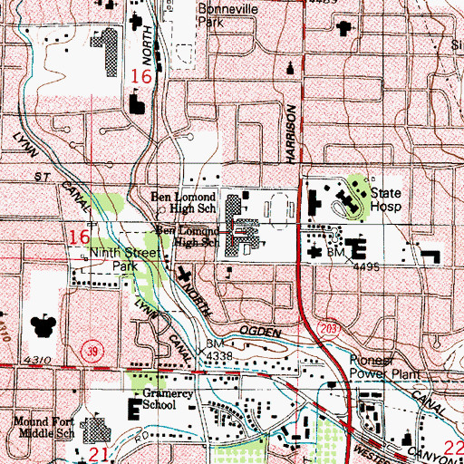 Topographic Map of Ben Lomond High School, UT