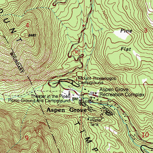 Topographic Map of Mount Timpanogos Campground, UT