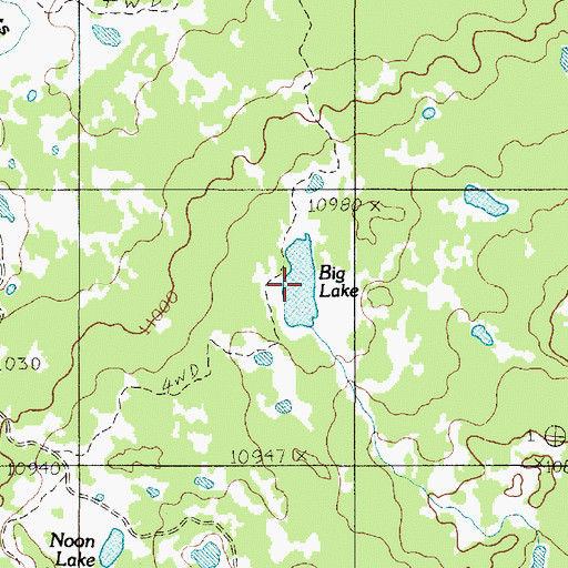 Topographic Map of Big Lake, UT