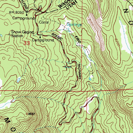 Topographic Map of Big Tree Campground, UT