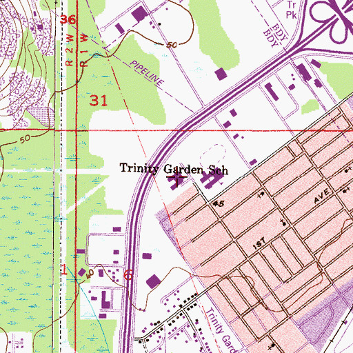 Topographic Map of W H Brazier Elementary School, AL
