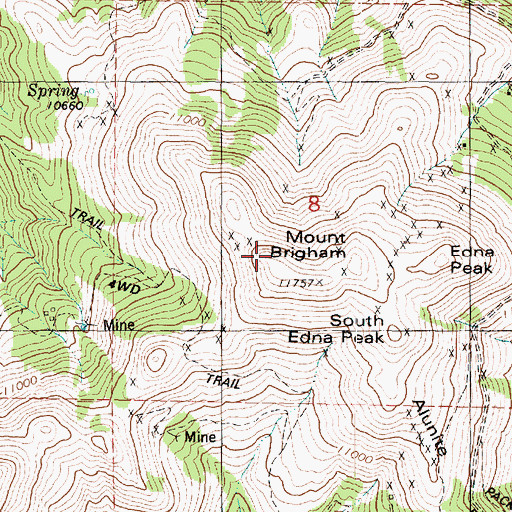 Topographic Map of Mount Brigham, UT