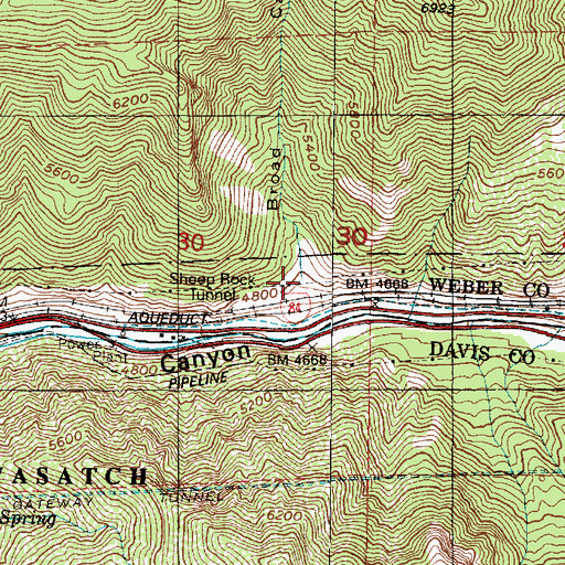 Topographic Map of Broad Canyon, UT