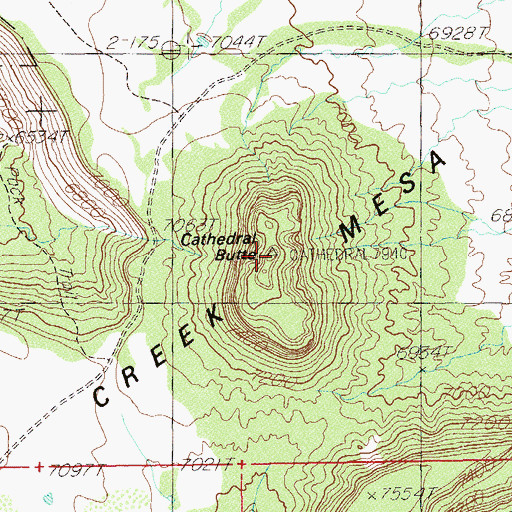 Topographic Map of Cathedral Butte, UT