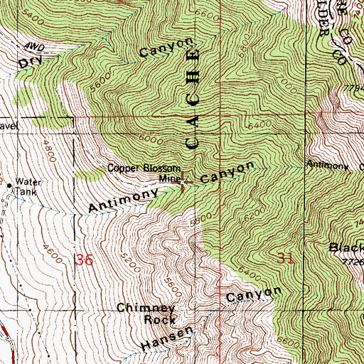 Topographic Map of Copper Blossom Mine, UT