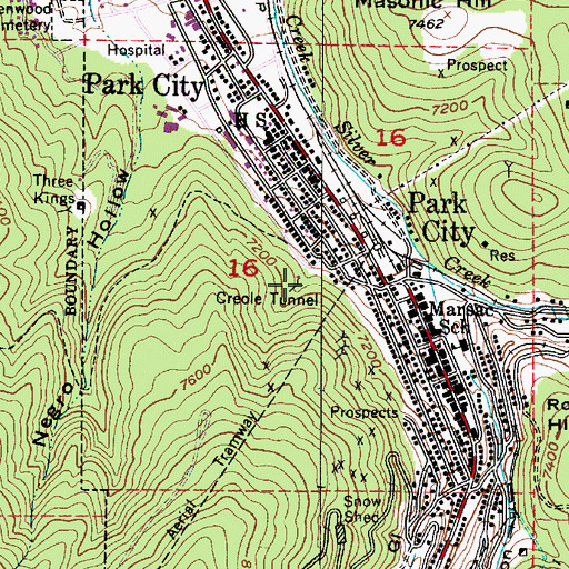 Topographic Map of Creole Tunnel, UT