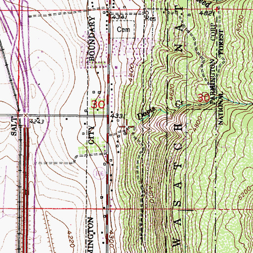 Topographic Map of Davis Creek, UT