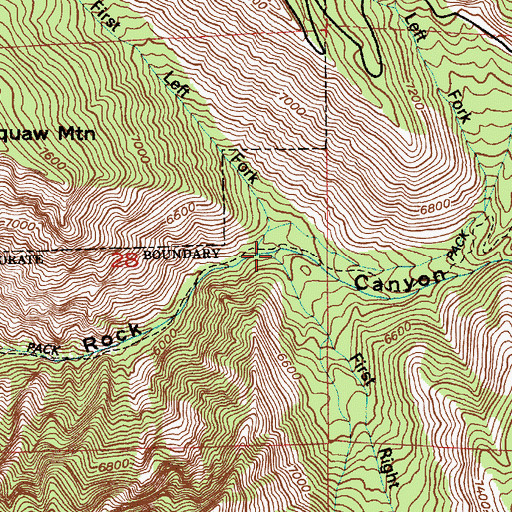 Topographic Map of First Right Fork Rock Canyon, UT