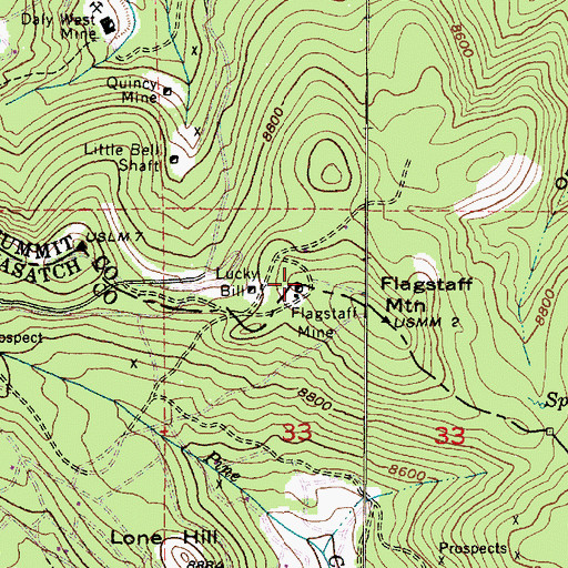 Topographic Map of Flagstaff Mine, UT