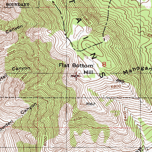 Topographic Map of Flat Bottom Hill, UT