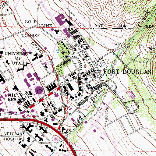 Topographic Map of Fort Douglas, UT