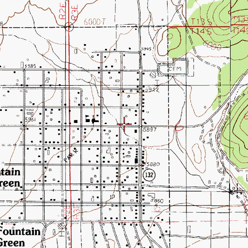 Topographic Map of Fountain Green, UT