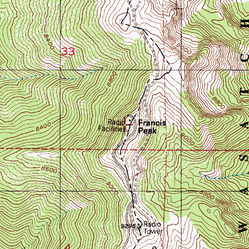 Topographic Map of Francis Peak, UT