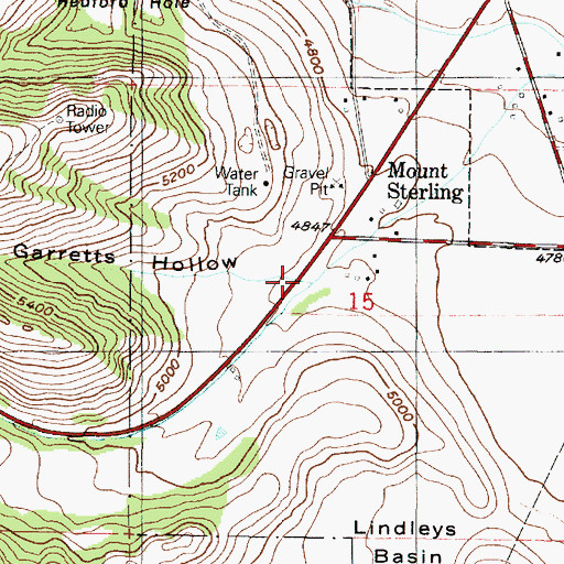 Topographic Map of Garretts Hollow, UT