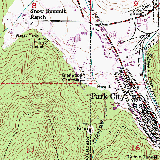 Topographic Map of Glenwood Cemetery, UT