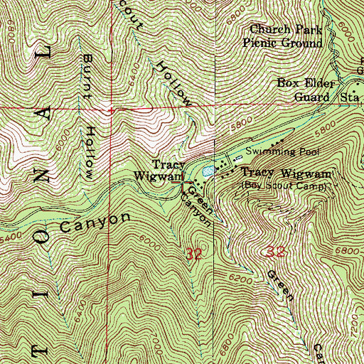 Topographic Map of Green Canyon, UT