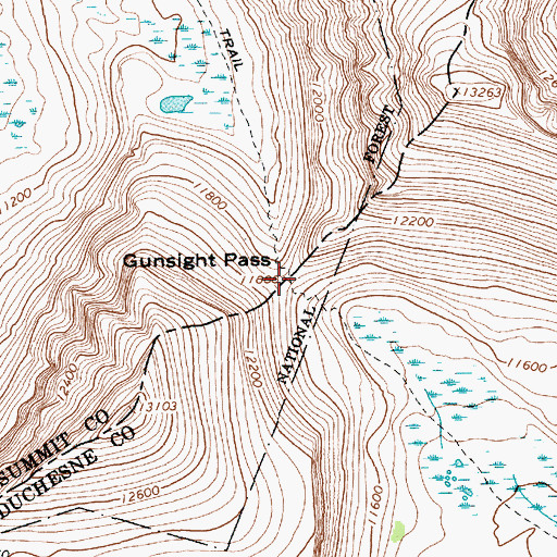 Topographic Map of Gunsight Pass, UT