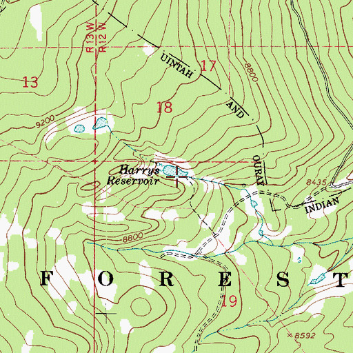 Topographic Map of Harris Reservoir, UT
