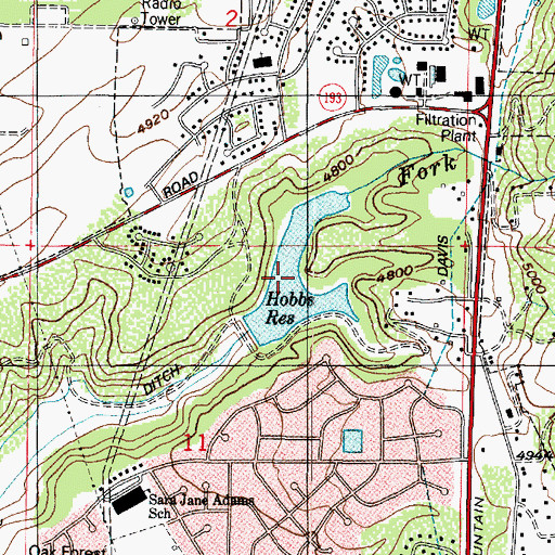 Topographic Map of Hobbs Reservoir, UT
