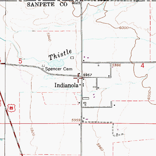 Topographic Map of Indianola, UT