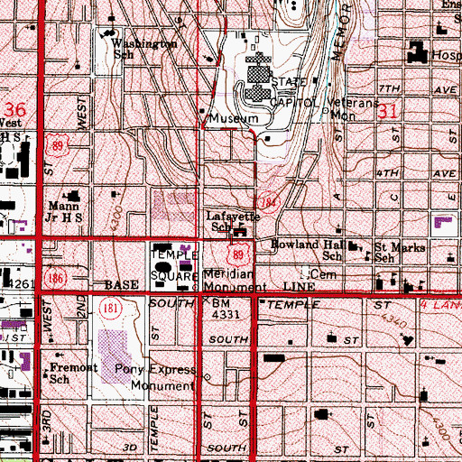 Topographic Map of Lafayette School (historical), UT