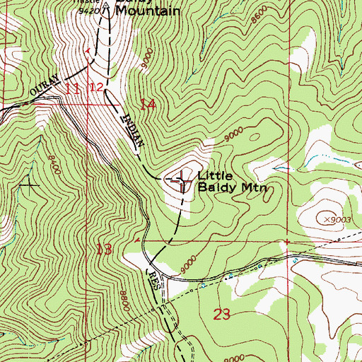 Topographic Map of Little Baldy Mountain, UT